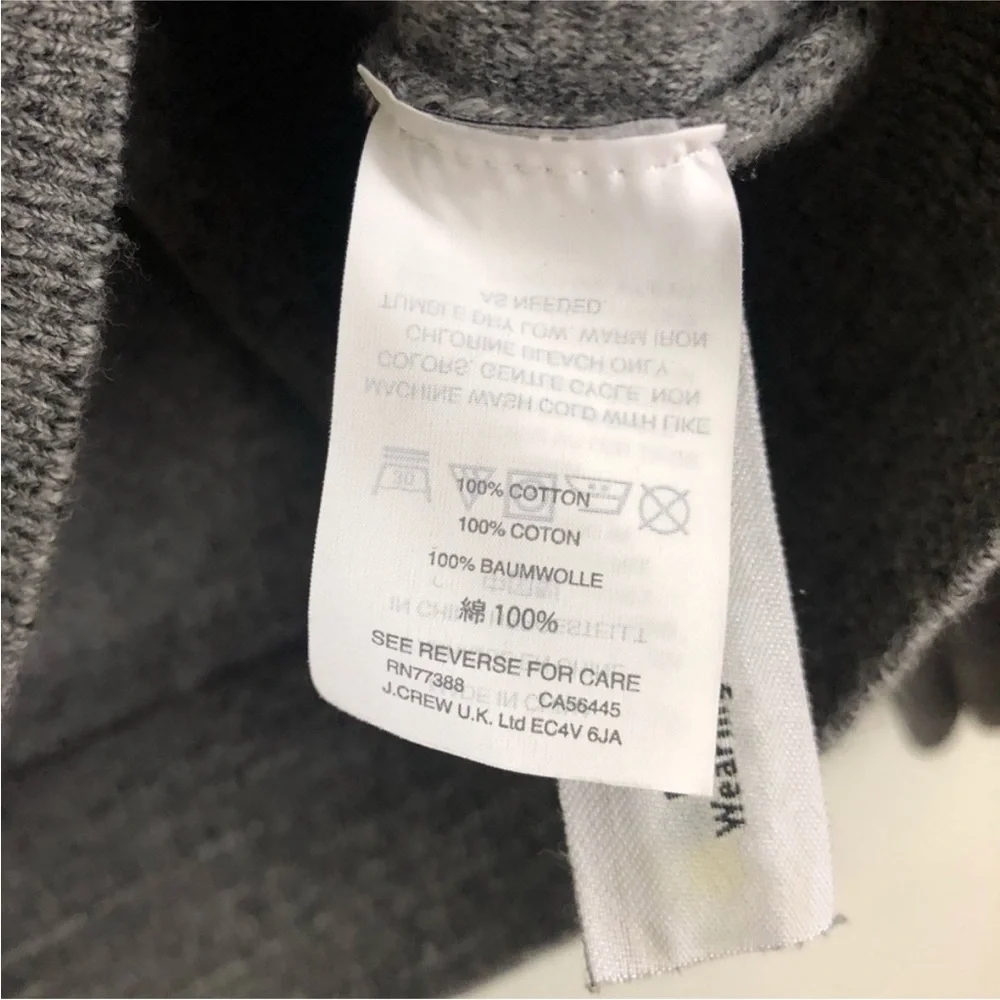 J. Crew Men’s Grey XL Quarter-Zip Pullover Sweater